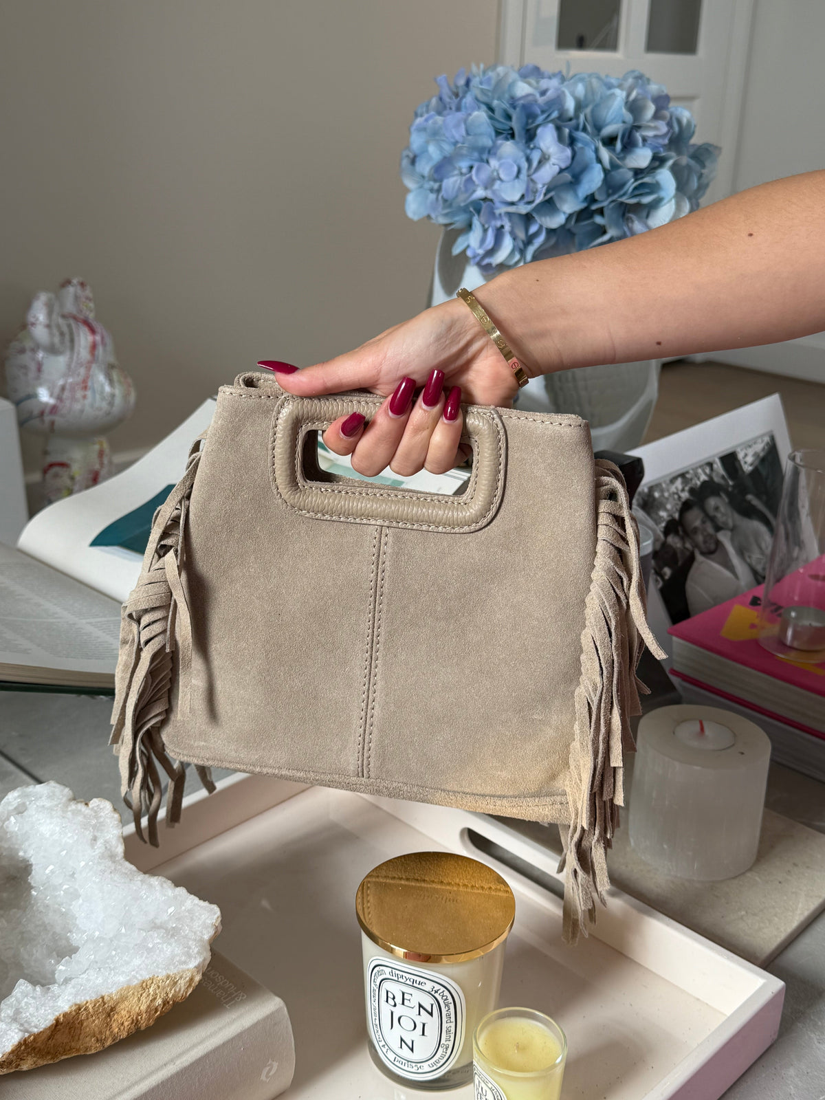 Suede fringe bag