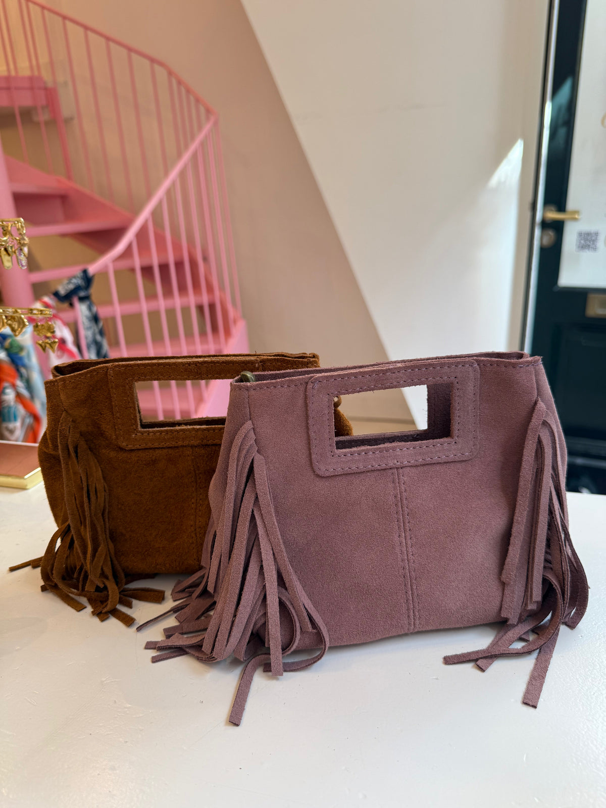 Mini suède fringe bag