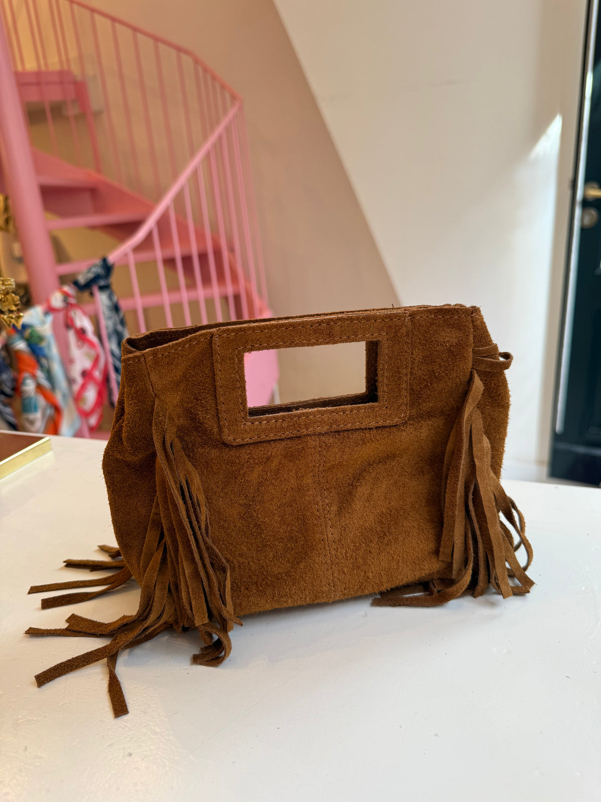 Mini suède fringe bag