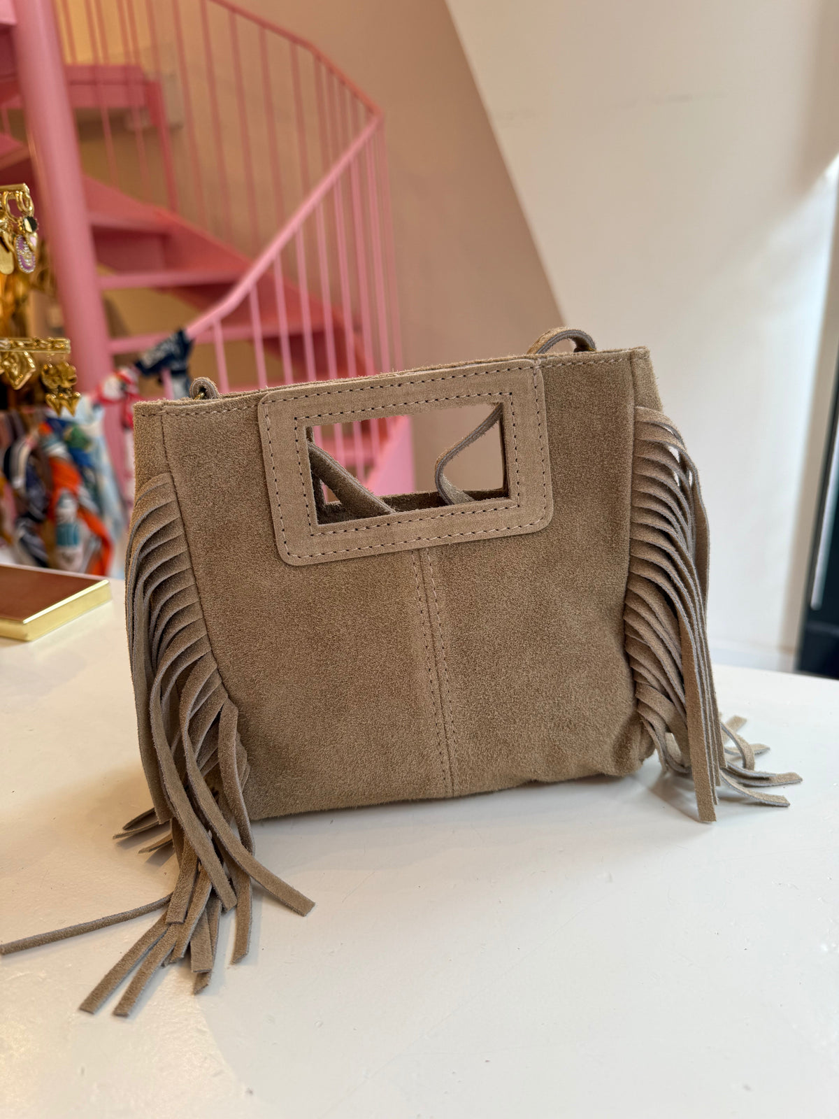Mini suède fringe bag