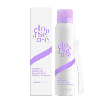 Cloud Sense hair removal mousse bottle and packaging on a white background